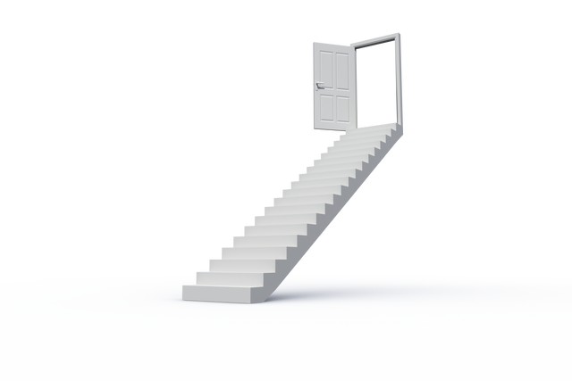 Digital Transparent Illustration of White Stairs Leading to Open Door - Download Free Stock Videos Pikwizard.com