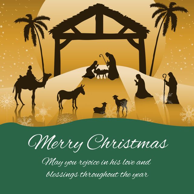 Christmas Nativity Scene Greeting Card with Wise Men and Baby Jesus - Download Free Stock Templates Pikwizard.com