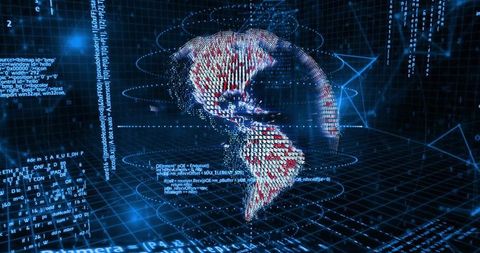 3d digital globe with coding elements and futuristic technology
