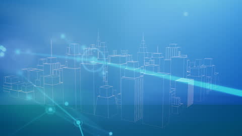 Futuristic Cityscape Networking with Digital Interface Theme