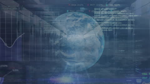 Digital Globe Overlay with Data Analysis Visuals