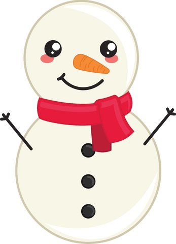 Cheerful Snowman Vector with Red Scarf on Transparent Background