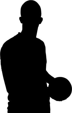 Transparent Silhouette of Footballer Holding Football