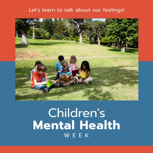 Composition of children's mental health week text and children playing in park - Download Free Stock Videos Pikwizard.com