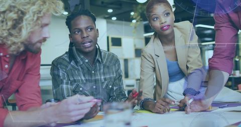 Diverse Team Collaborating on Statistical Data Analysis