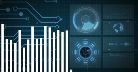 Digital Interface with Global Data and Technology Elements - Download Free Stock Images Pikwizard.com