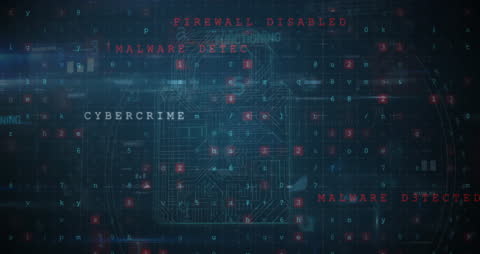 Animated Cybersecurity Interface with Digital Padlock and Threat Alerts