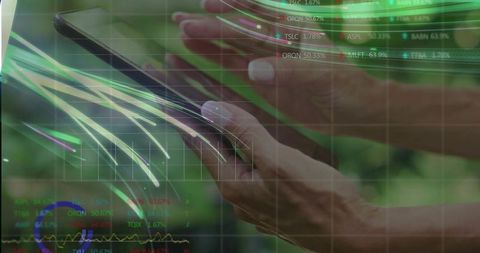 Mobile Finance: Woman Navigating Stock Market in Digital Nexus