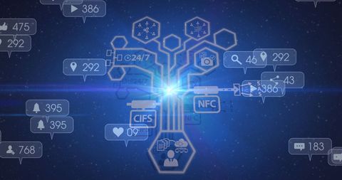 Social Media Network Glow with Digital Icons and Connections - Download Free Stock Images Pikwizard.com
