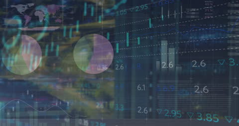 Dynamic Financial Graphs Overlay on Urban Skyline