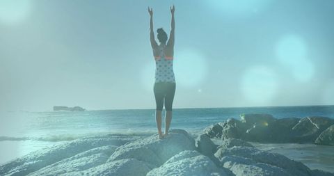 Peaceful Yoga Practice by Ocean at Sunrise