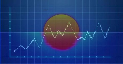 Neon Graph with Sunset Glow on Digital Grid Background
