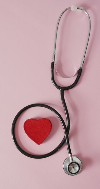 Red Heart and Stethoscope on Pink Background Representing Healthcare and Wellness - Download Free Stock Images Pikwizard.com