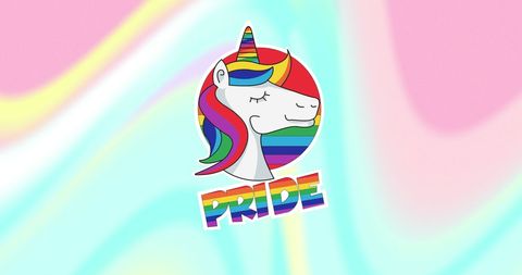 Colorful Rainbow Unicorn with Pride Logo