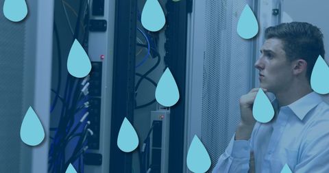 it specialist analyzing servers with digital overlay - Download Free Stock Images Pikwizard.com