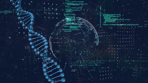 DNA Helix with Digital Data in Global Science Context