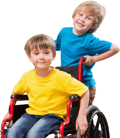 happy boy pushing friend on wheelchair, transparent background - Download Free Stock Videos Pikwizard.com