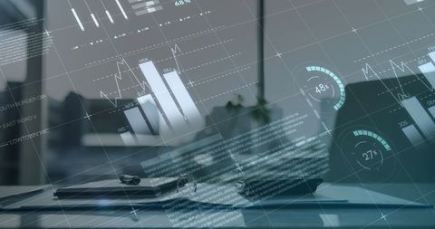 Digital Financial Data Visualization in Modern Office Ambiance - Download Free Stock Images Pikwizard.com
