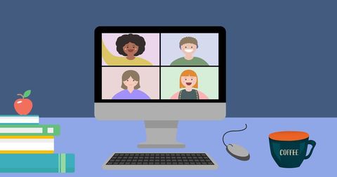 Virtual Learning or Meeting Illustration with Diverse People - Download Free Stock Images Pikwizard.com