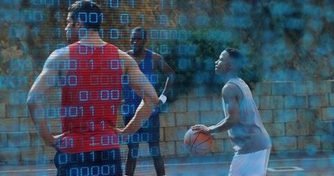 Athletes Practicing Basketball with Digital Influence