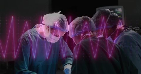 Surgeons in Operating Room with Heartbeat Visualization