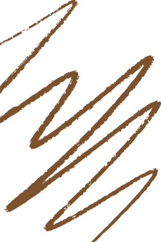 Abstract brown zigzag scribble on transparent background