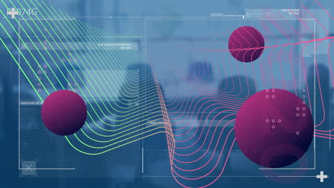 Abstract Networking Concept with Geometric Spheres and Flowing Lines
