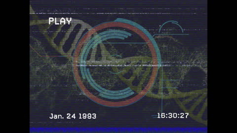 Retro VHS Glitch with Futuristic Interface Overlay