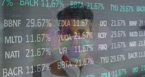 Businessman Amid Digital Analytics and Global Interface