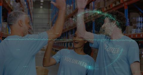 Diverse Volunteers Celebrating Team Success