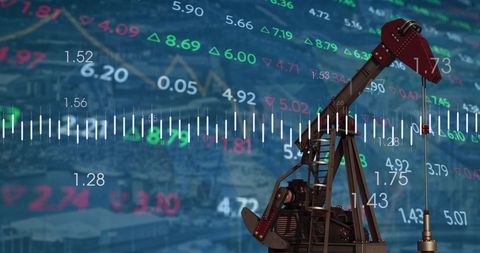 Oil Pumpjack Overlaid with Stock Market Data