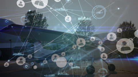 Digital Network Connection Overlay on Airplane