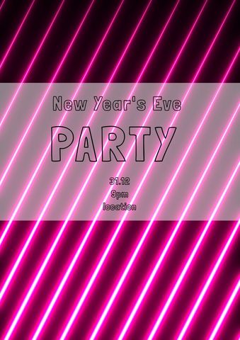 neon glowing new year's eve party invitation design - Download Free Stock Templates Pikwizard.com