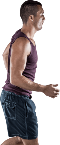 Fit Man in Sportswear Jogging on Transparent Background