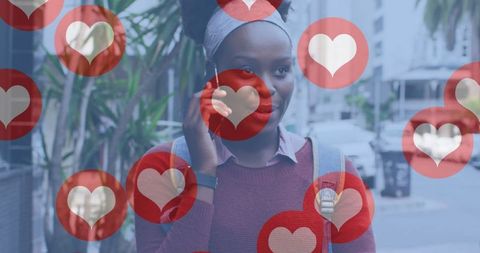 Social Media Engagement Concept with Woman and Heart Icons - Download Free Stock Images Pikwizard.com
