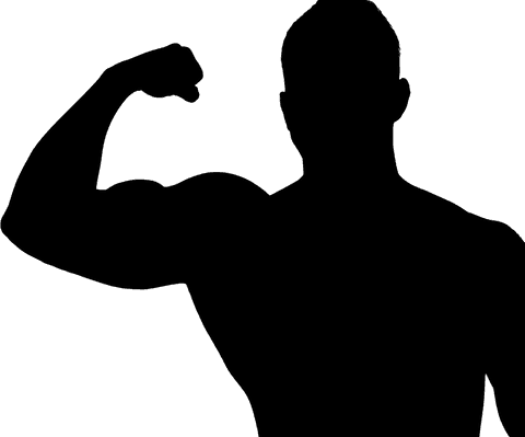 Transparent muscle flexing fit athlete close-up pose