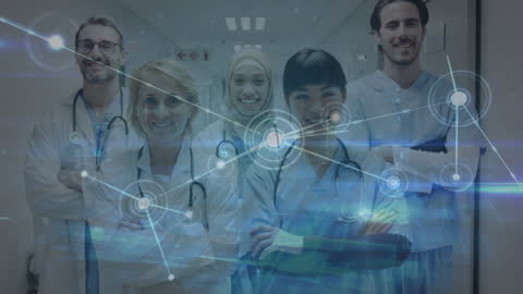 Diverse Doctors with Digital Connections Concept