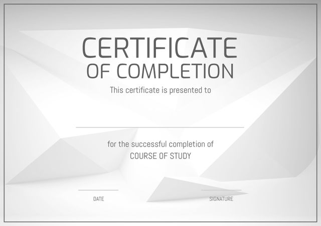 Modern Geometric Certificate of Completion Template - Download Free Stock Templates Pikwizard.com