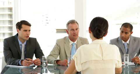 Businesswoman Being Interviewed by Professional Panel in Office - Download Free Stock Images Pikwizard.com