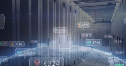 Futuristic Data Center with Holographic Social Media Interface - Download Free Stock Images Pikwizard.com