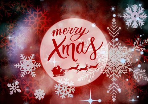 merry xmas text surrounded by snowflakes on red background - Download Free Stock Templates Pikwizard.com
