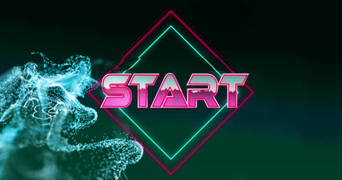 Futuristic Start Banner with Digital Waves and Neon Glow