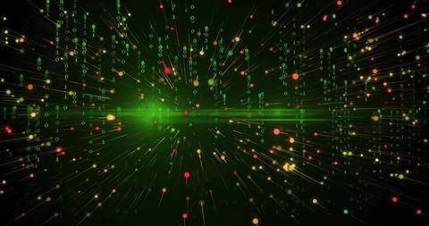 Radiating Binary Data Streams in Futuristic Digital Space