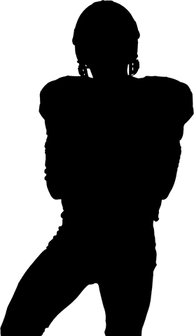 Transparent silhouette american football player posing boldly
