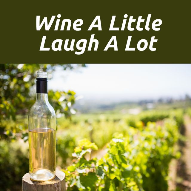 Inspirational Wine Quote Over Vineyard With White Wine Bottle - Download Free Stock Templates Pikwizard.com