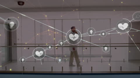 Healthcare Professional with Digital Network Connections Overlay