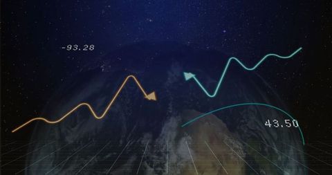 Futuristic Digital Data Visualization Over Planet Earth