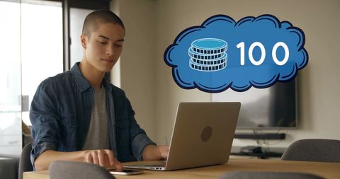 Young Man Conceptualizing Digital Currency Increase on Laptop