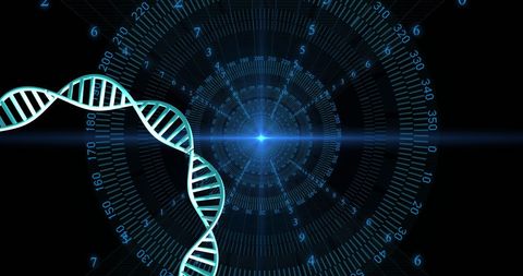 Rotating DNA Strand with Futuristic Data Interface Background - Download Free Stock Images Pikwizard.com