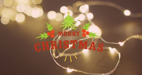 Festive Christmas Greeting Over Glowing Fairy Lights - Download Free Stock Images Pikwizard.com